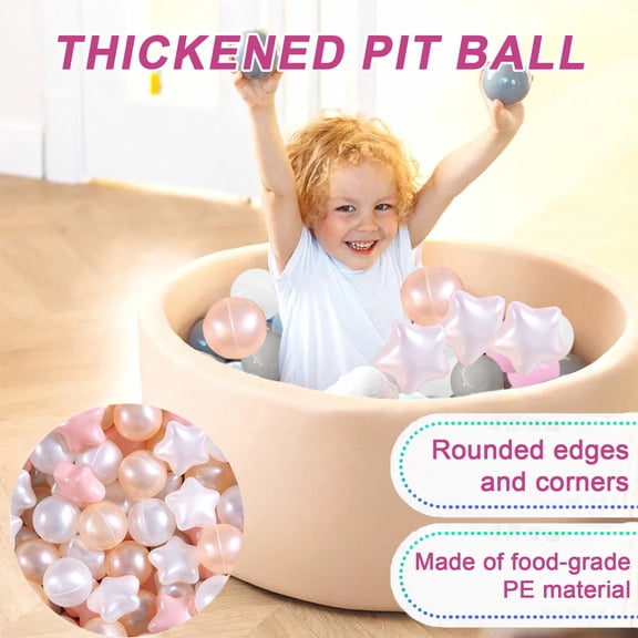 Soumake 100Pcs/Set Colorful Pit Ball Round Star Thickened PE Crush Proof BPA Phthalate Free Safe Indoor Outdoor Baby Toddler Kids Ocean Ball Pool Toy Kit
