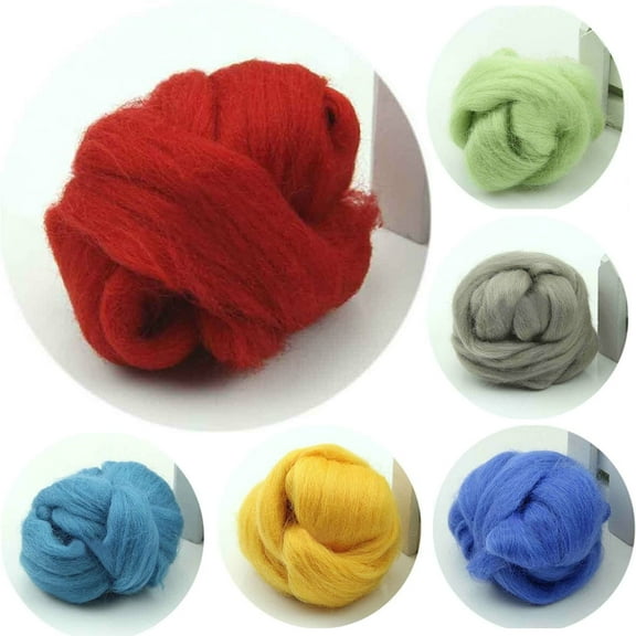 Soumake 100g Fluffy Fiber Roving Top Spinning Wheel Felting Fleece Sewing Woolen Yarn