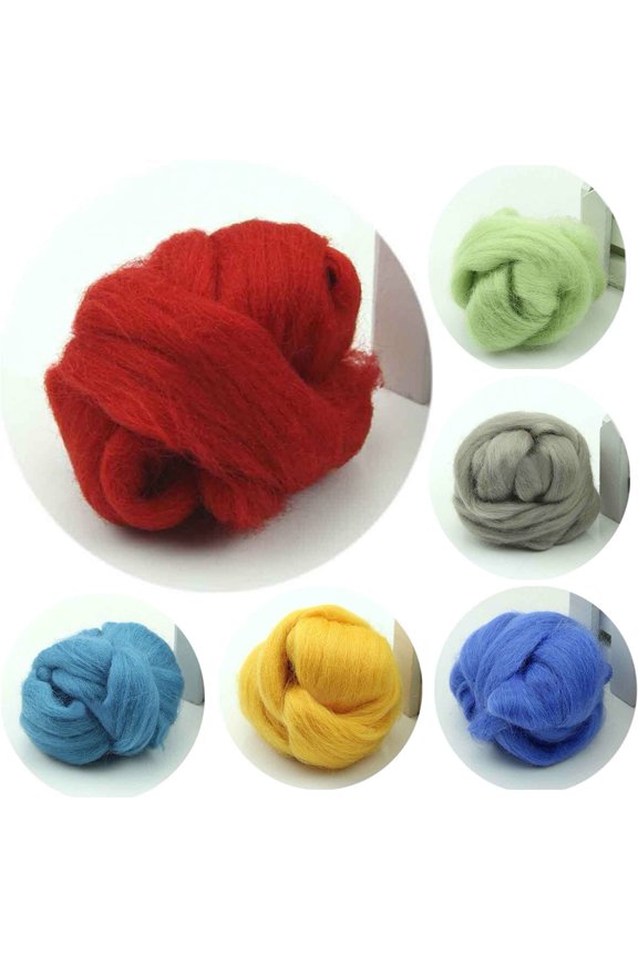 100g Fluffy Fiber Roving Top Spinning Wheel Felting Fleece Sewing Woolen Yarn