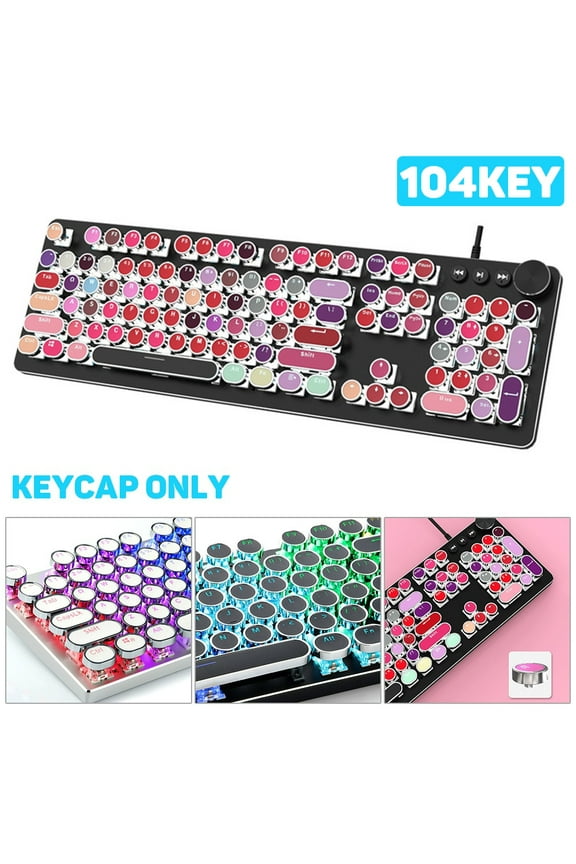104Pcs/Set PBT Universal Round Key Cap Keycaps for Cherry MX Mechanical Keyboard