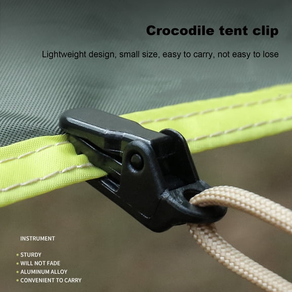 Soumake 10Pcs Camping Crocodile Clip Portable Inverted Teeth Design Camping Canopy Clip Wind Rope Fixing Clip Windproof Tent Awning Fixing Clamp For Outdoor Camping Accessories