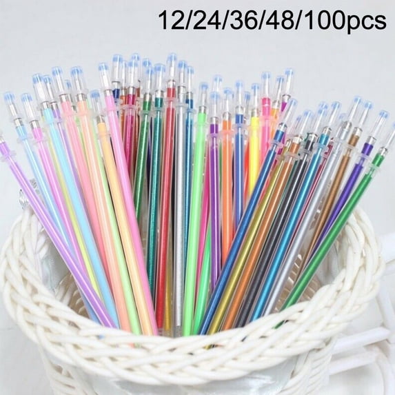 Soumake 12/24/36/48/100Pcs Multicolor 1mm Writing Painting Gel Pen Replaceable Refills