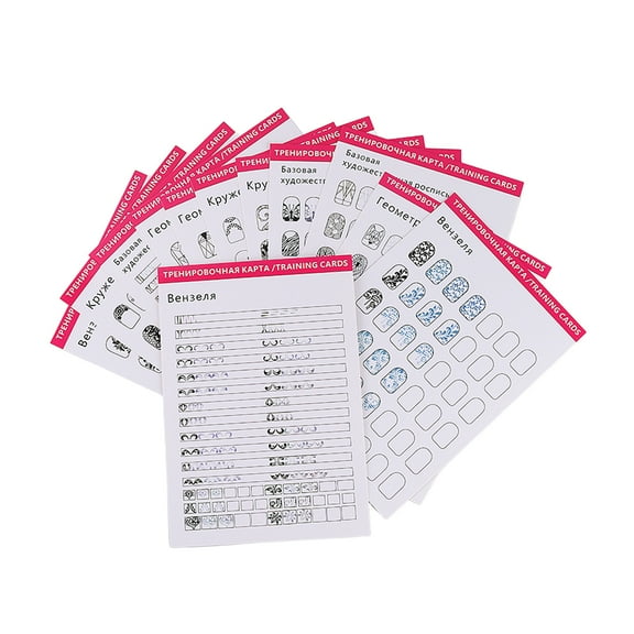 Soumake 12-Piece Nail Art Training Cards ā Reusable Fingernail Pattern Templates for Beginner Manicure Practice