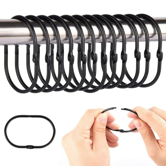 Soumake 12Pcs Bathroom Shower Curtain Rings Rust Proof Tightly Closed Anti-Drop Smooth Gliding Curtain Hooks Bathroom Accessories
