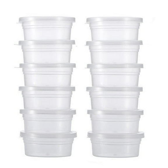 Soumake 12Pcs Clear Slime Storage Round Plastic Box Container Foam Ball Cups With Lids Household