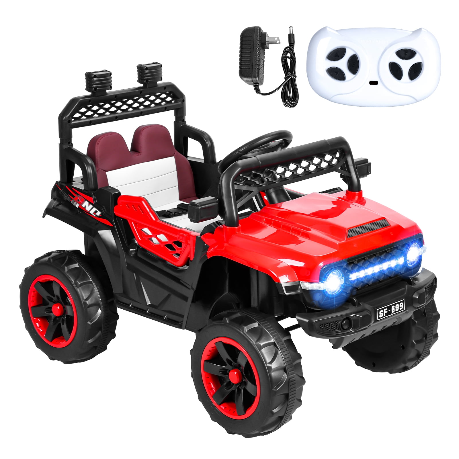 Soumake 12V Kids Ride On Car, 4WD 2-Seats Side by Side Ride On Toys Car ...