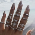 thumbnail image 1 of Soumake 15Pcs/Set Finger Ring Individuality Creative Alloy Different Patterns Rhinestone Rings for Daily Life, 1 of 8