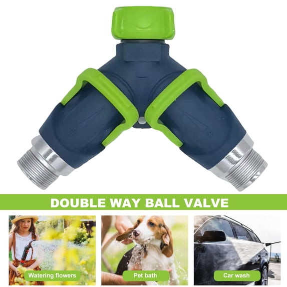 Soumake 1Pc/2Pcs Garden Hose Splitter Two-way Shut-off Valve Rust-proof Alloy Threaded Interface Connector Heavy Duty Outdoor Water Spigot Hose Y-Splitter Garden Supplies