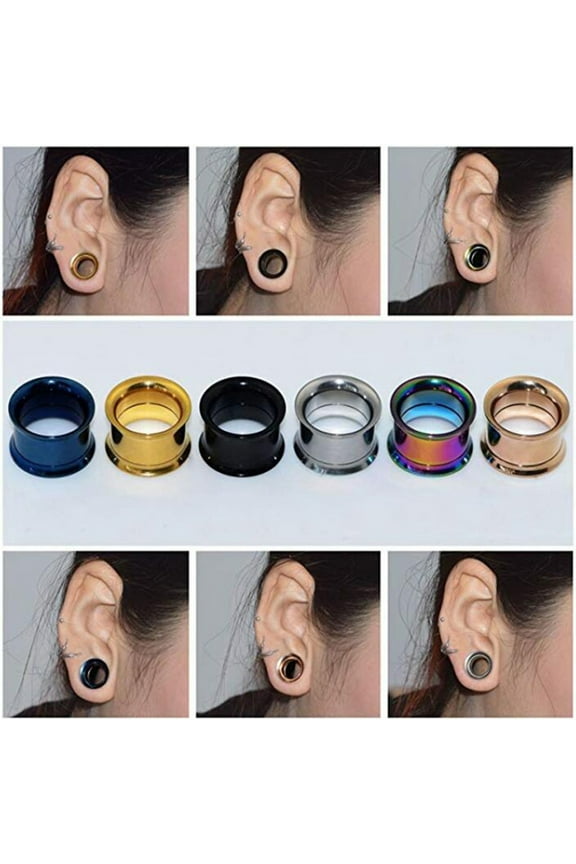 1Pc Ear Expander Solid Color Skin-Friendly Stainless Steel Double Flared Ear Gauges For Men Women Fashion