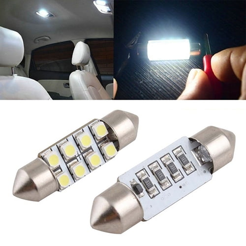 Soumake 2 Pcs 36mm Car Auto Interior 8LED SMD Light Pure White Festoon Dome Lamp Bulb