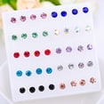 thumbnail image 1 of Soumake 20 Pairs Women Ear Studs Set Shiny Cubic Zirconia Exquisite Concise Shining Multi-Color Decorative Stainless No Harm Zirconia Women Earrings Set for Daily Wear, 1 of 8
