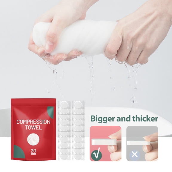 Soumake 20Pcs Compressed Towels Portable Compression Face Towel Disposable Cotton Washcloth for Travel Home Outdoor
