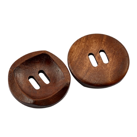 Soumake 25Pcs Sewing Buttons Smooth Convenient Installation Coffee Color Dark Coffee 2 Holes Round Wood Sewing Buttons for Apparel