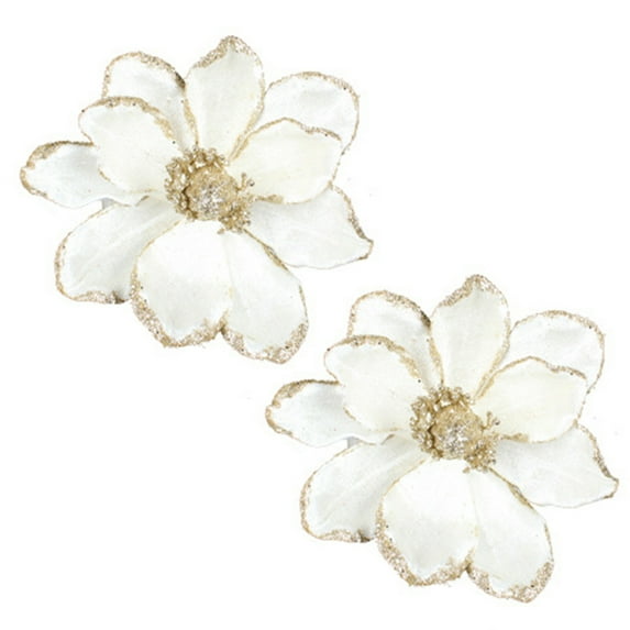 Soumake 2Pcs Glitter Artificial Christmas Flower DIY Wreath Decoration Simulation Poinsettia Sequins Cloth Flower Christmas Tree Decoration