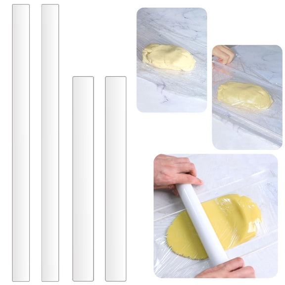 Soumake 2Pcs Rolling Pin Guide Reusable Food Grade Heat Resistant Acrylic Measuring Dough Balance Thickness Ruler Home Supply