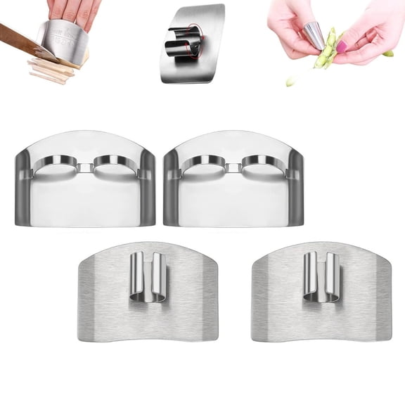 Soumake 2Pcs Stainless Steel Finger Guard for Cutting Adjustable Finger Protector Safety Durable Veggie Chopper for Dicing Easy to Clean Kitchen Tool