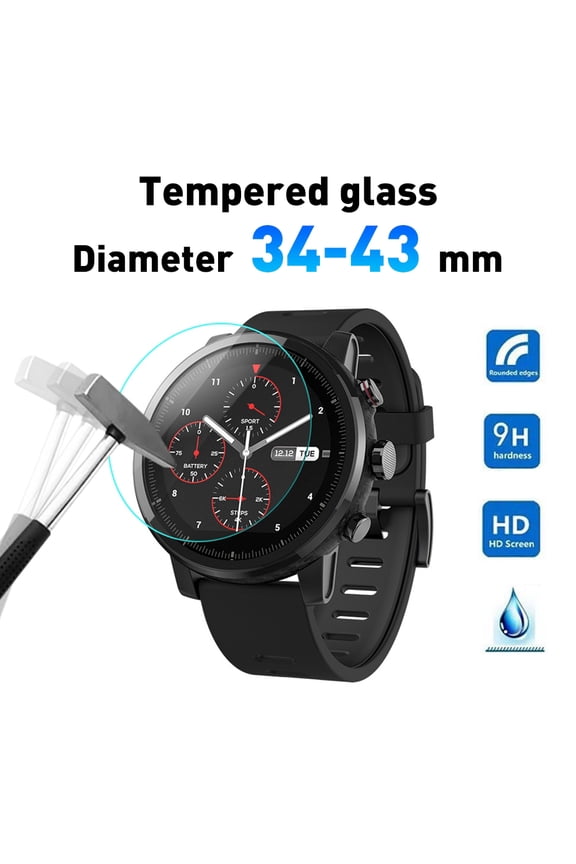 2Pcs Universal Tempered Glass Round 34-43mm Dial Watch Screen Protective Film