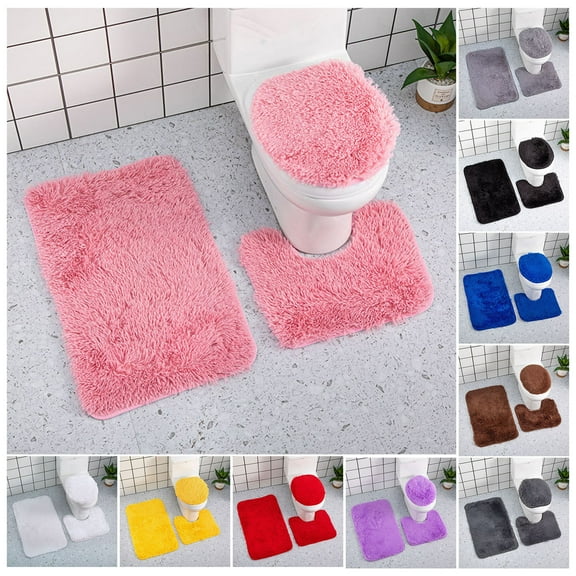 Soumake 3 Piece Bathroom Rug Bath Mat Set Ultra Soft Not-Slip Dry Quickly Friendly to Skin Absorbent Luxurious Shower Bath Mat Set