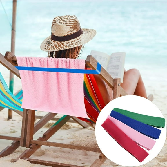 Soumake 4 Pcs Bath Towel Ties High Elasticity Anti-slip Beach Chair Towel Bands Windproof Sunproof Reusable Towel Holders
