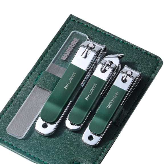 Soumake 4-Piece Toenail Clippers Set – Stainless Steel, Sharp Curved Edges with Faux Leather Case for Manicures