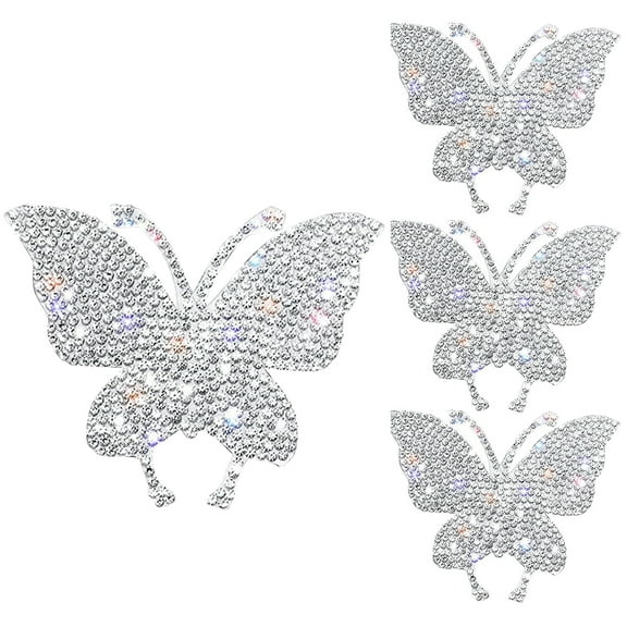 Soumake 4Pcs Butterfly Car Stickers Sparkling Rhinestone Self-adhesive Easy to Apply Car Stickers for Unique Car Interior Decoration