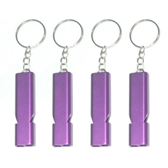 Soumake 4Pcs Double Tube Emergency Whistles Clear Loud Sound Compact Size Portable Corrosion-Resistant Safety Survival Whistles with Keyring
