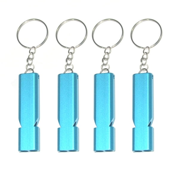 Soumake 4Pcs Double Tube Emergency Whistles Clear Loud Sound Compact Size Portable Corrosion-Resistant Safety Survival Whistles with Keyring