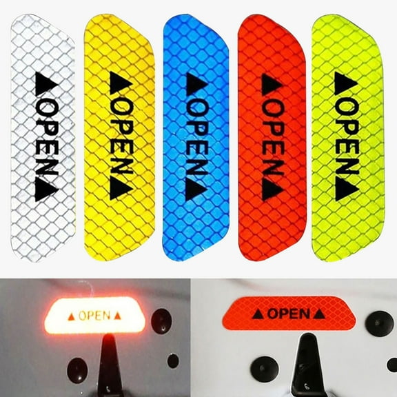 Soumake 4Pcs Open Car Vehicle Door Reflective Safety Mark Warning Decals Sticker Decor Practical