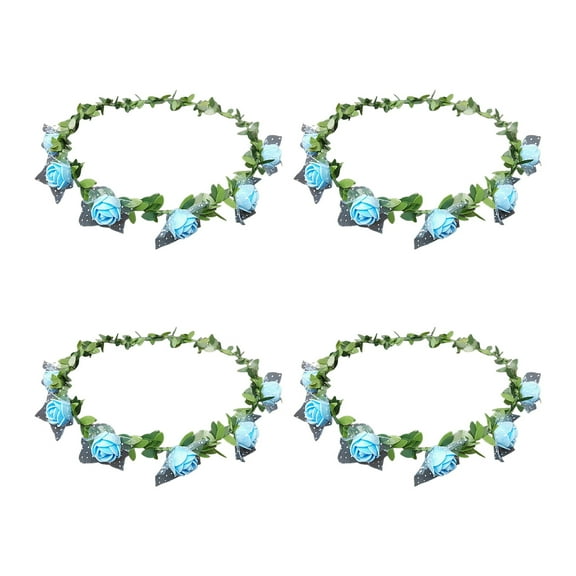 Soumake 4Pcs Rose Flower Crown Bride Floral Hair Wreath Headband Garland Headpiece Women Girls Hair Accessories Wedding Party Festival Photo Props