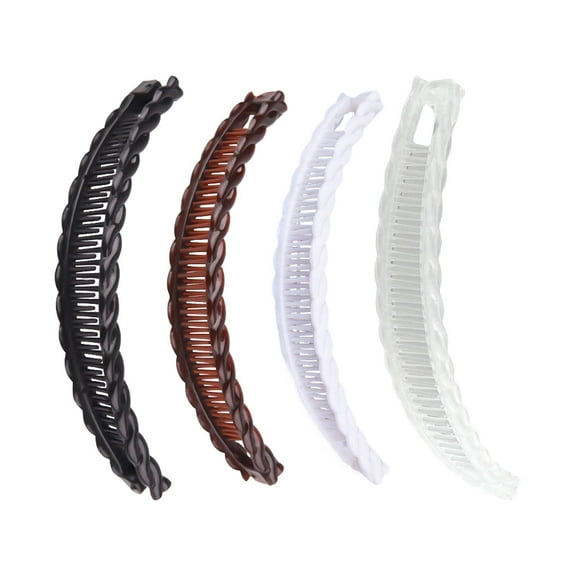 Soumake 4Pcs/Set Banana Hair Clip Large Vintage Non-slip Thin Fine Thick Hair Claw Clip Women Hair Clincher Combs Ponytail Holder Hair Accessories