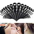 thumbnail image 1 of Soumake 50Pcs Ear Expander Double O-Rings Flared Tunnels Three-Piece Suit Hypoallergenic Body Piercing Jewelry Set Smooth Surface Finish Acrylic Tapers And Plugs Silicone Tunnels Perfect Gift Fashion, 1 of 8