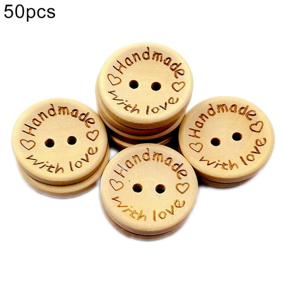 Soumake 50Pcs Handmade Love Letters Carved Buttons DIY Craft Clothes Sewing Accessory