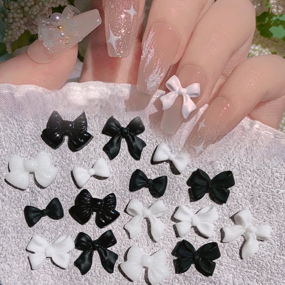 Soumake 50Pcs/Set Nail Ornament Engraved 3D Effect Mini Bowknot Nail Art Decoration Fingernail Accessories For Female Practical