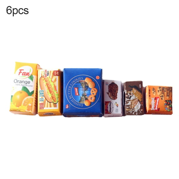 Soumake 6 PCS Miniature Food Case Handmade Assorted DIY Dollhouse Packets Box Set for Kids