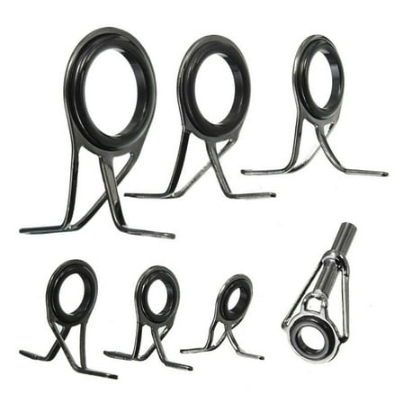 Soumake 7Pcs/Set Mixed Size Fish Pole Repair Kit Line Rings Eyes Fishing Rod Guide Set