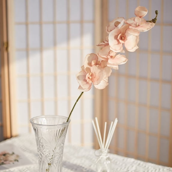 Soumake 8 Heads Artificial Flower Non-Fading Easy Care Decorative Imitation Phalaenopsis Wedding Home Hotel Decor Household