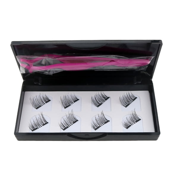 Soumake 8Pcs Magnet False Eyelashes Magnetic Long Natural Fake Lashes Tweezer Eye Makeup