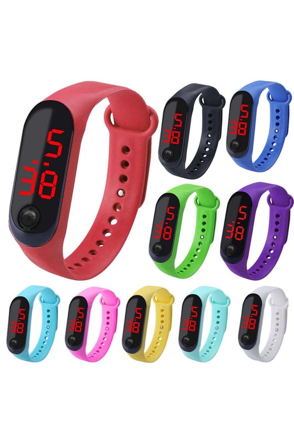 Adjustable Strap Button Control LED Display Electronic Digital Watch Bracelet
