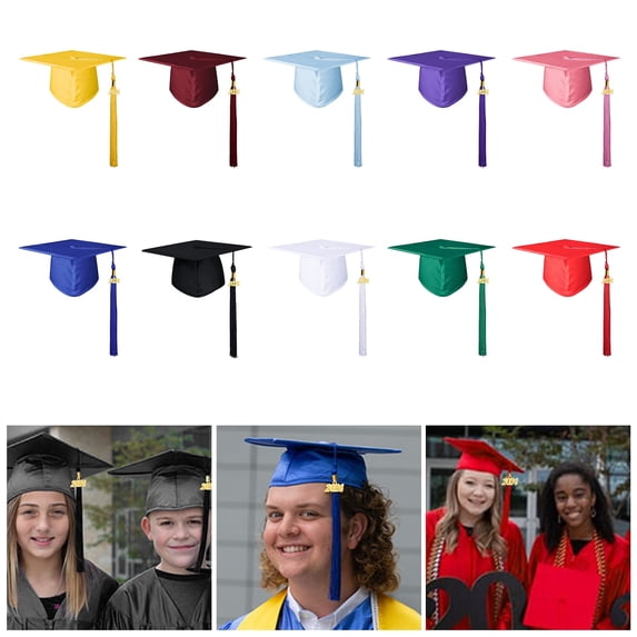 Soumake Adult Graduation Hat With Tassel Solid Color Non-Fading High School Bachelor Graduation Hat Cosplay Prop Household