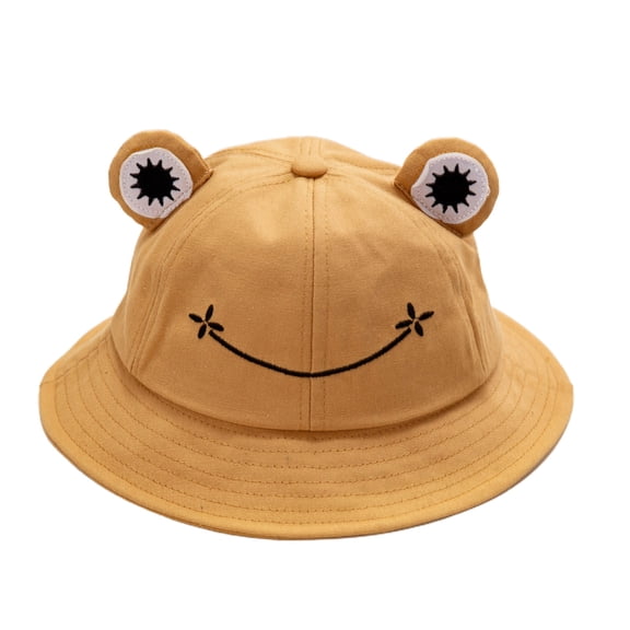 Soumake Adult Kids Bucket Hat Cute Frog Anti Sun Wide Brim Foldable Fisherman Cap for Outdoor