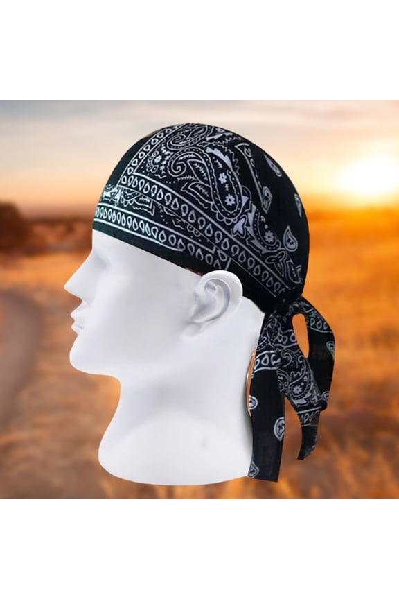 Adult Men Paisley Print Motorcycle Wrap Biker Hat Bandana Headscarf Skull Cap Fashion