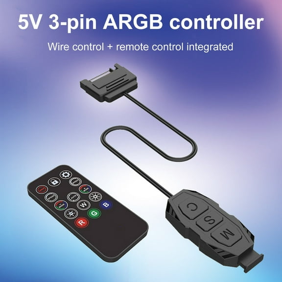 Soumake Argb Controller With 14 Keys Remote Control 5V 3Pin To Sata Power Supply 3 Buttons Color Changing Modes Adjustable Case Fan Rgb Controller Pc Accessories Practical