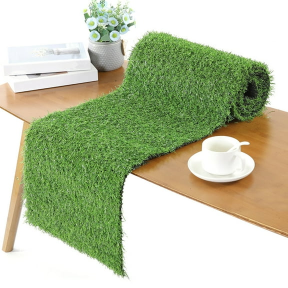 Soumake Artificial Grass Table Runner Tablecloth No Shedding DIY Creativity Table Protector Cover Holiday Party Decoration
