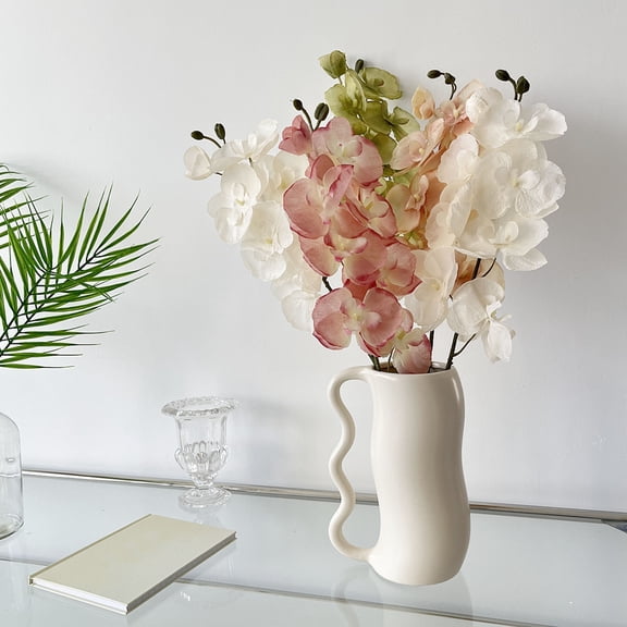 Soumake Artificial Moth Orchids Realistic Fake Silk Flower Wedding Party Home Office Table Centerpiece Faux Phalaenopsis Floral Branch Decoration