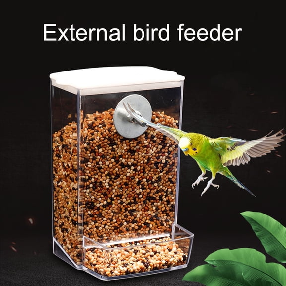 Soumake Bird Feeder With Dustproof Lid Automatic Clear Anti-Spill Mount Budgie Cockatiel Conure Food Dispenser Pet Supplies Practical