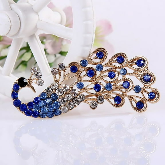 Soumake Brooch Pin Shiny Lovely Women Fashion Peacock Shape Collar Pin For Wedding Fashion