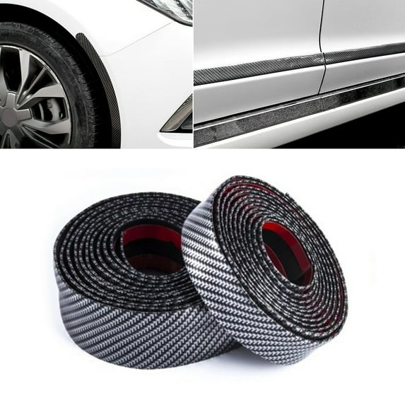 Soumake Car Styling Carbon Fiber Rubber Door Sill Protector Trim Strip Decor Sticker Practical