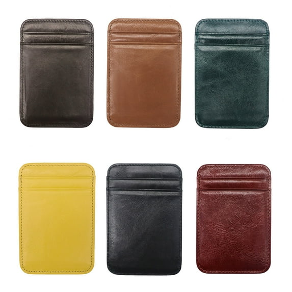 Soumake Card Holder Slim Small Wallet Faux Leather Solid Color Driver's License Credit Card Case Business Use