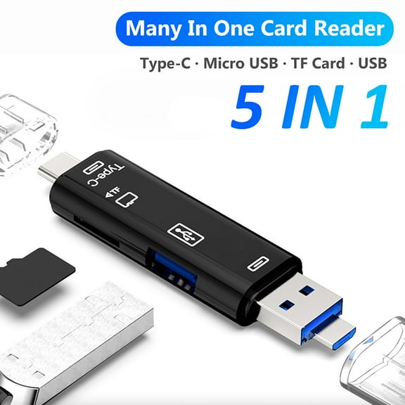 Soumake Card Reader Plug Play High Speed 5-In-1 Usb 3.0 Type-C Tf Card Reader For Computer Practical