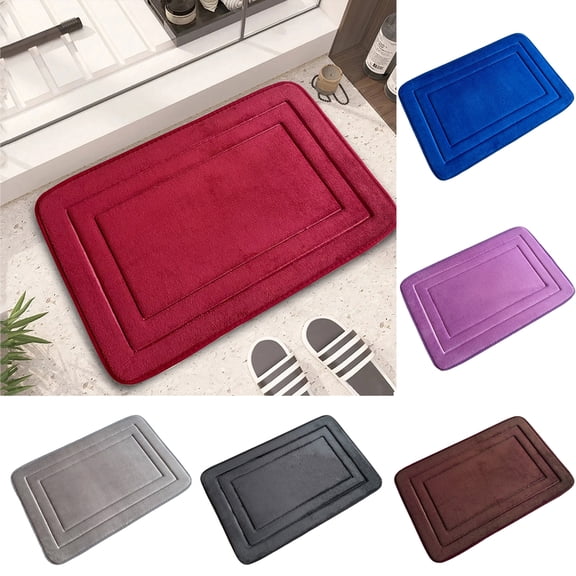 Soumake Carpet Quick-drying Coral Velvet Door Mat Slip-free Water Absorbent Memory Foam Bath Mat Home Supplies